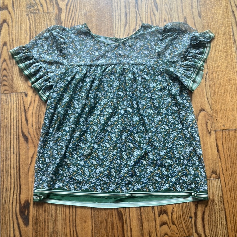 Green Floral Blouse